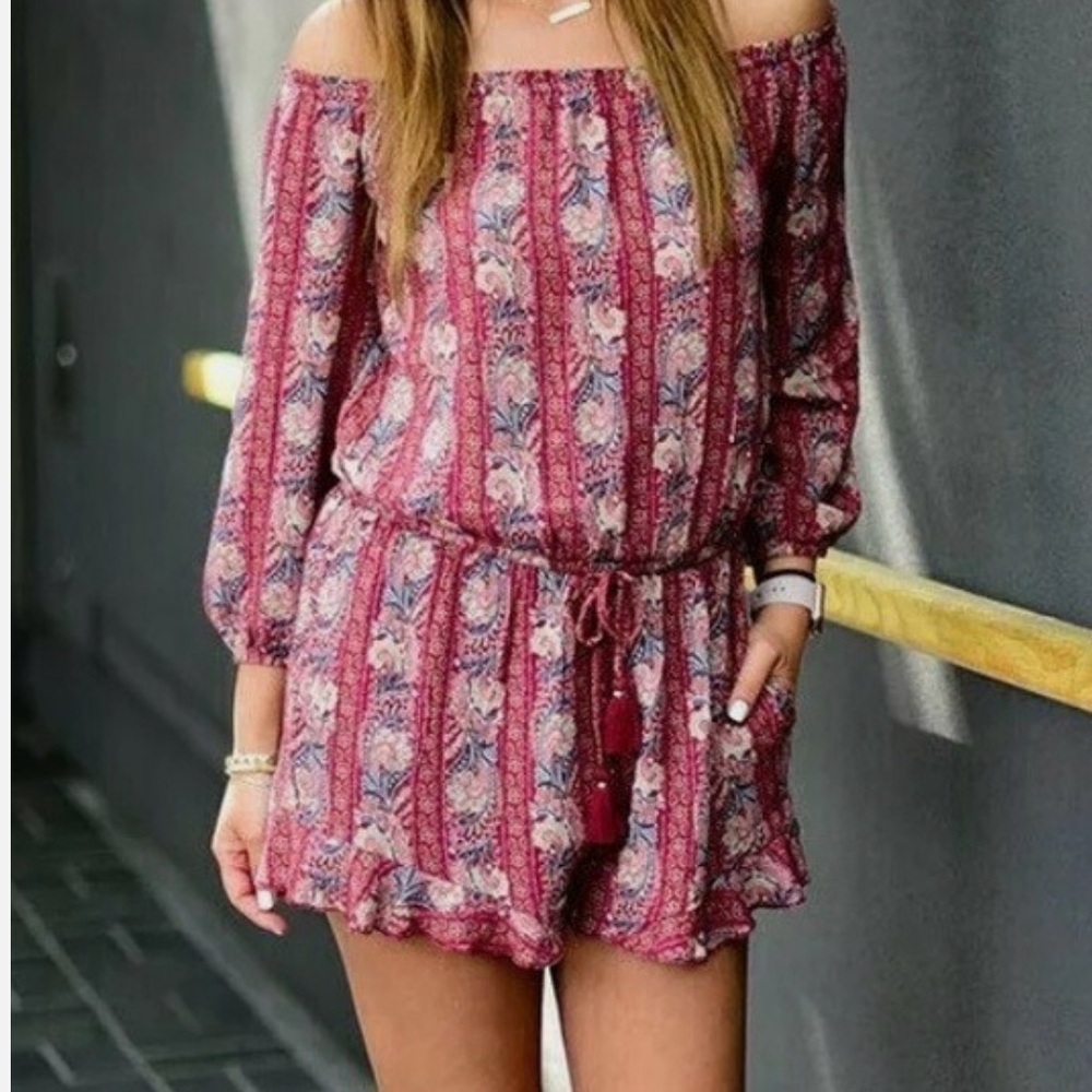 American Eagle BOHO Off-The-Shoulder Romper - Picture 2 of 13